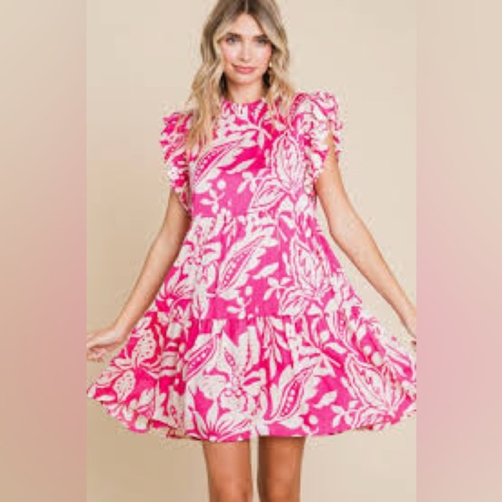 JODIFL Pink and White Patterned Top